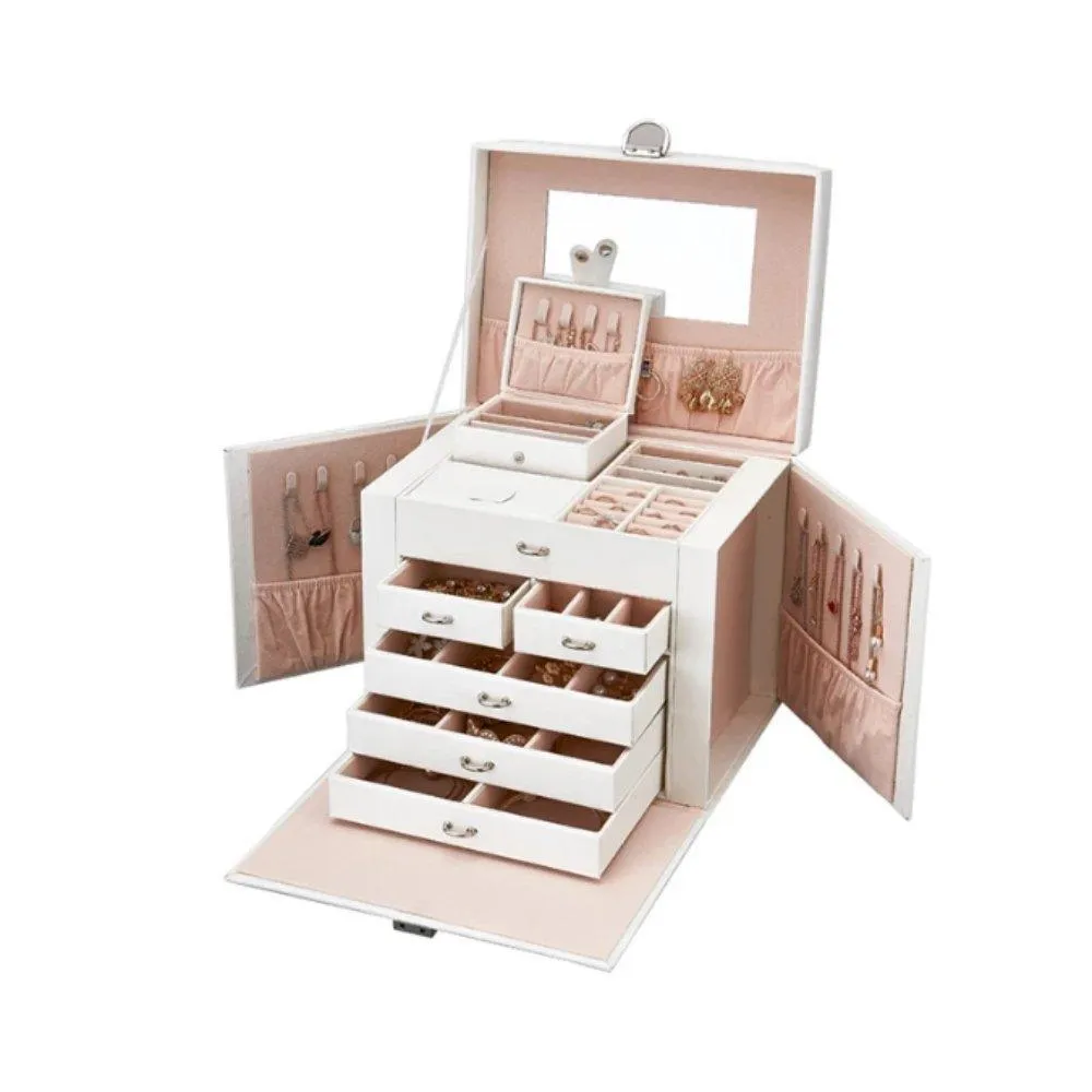 Large Jewellery Box -White Pink
