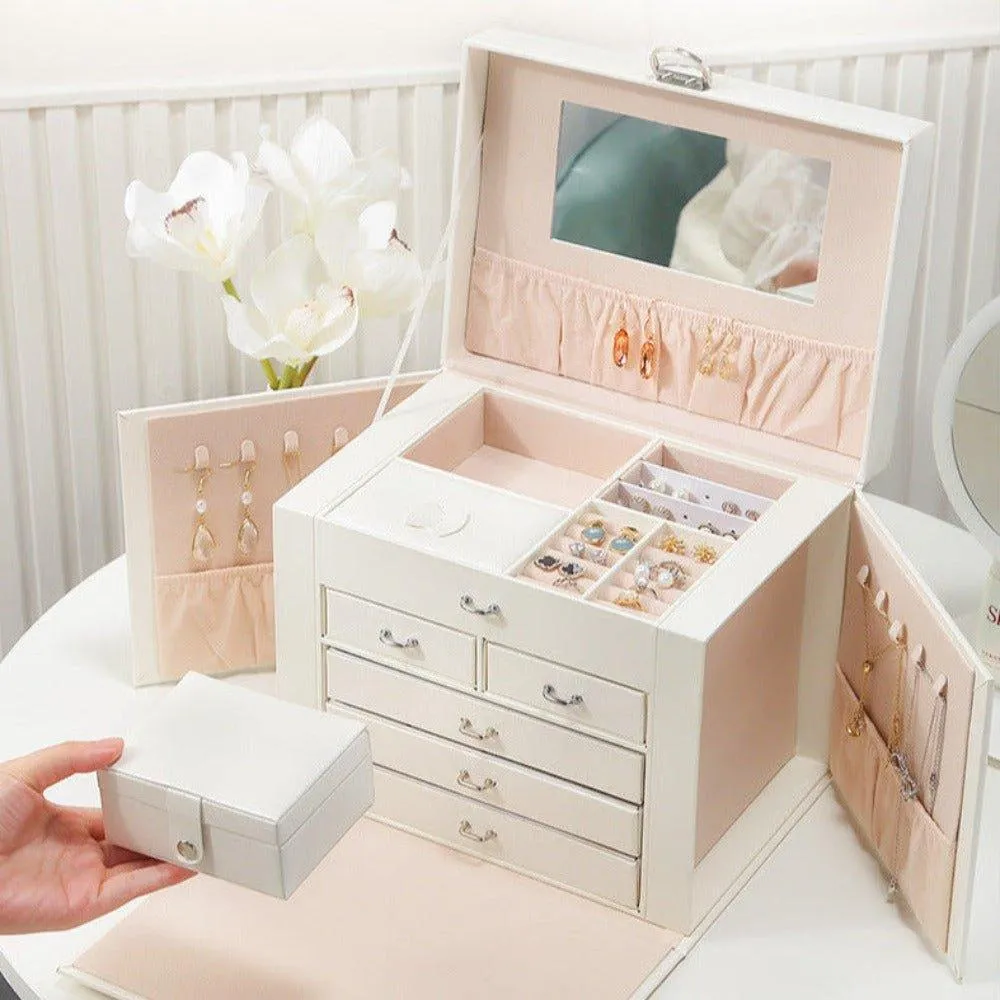 Large Jewellery Box -White Pink