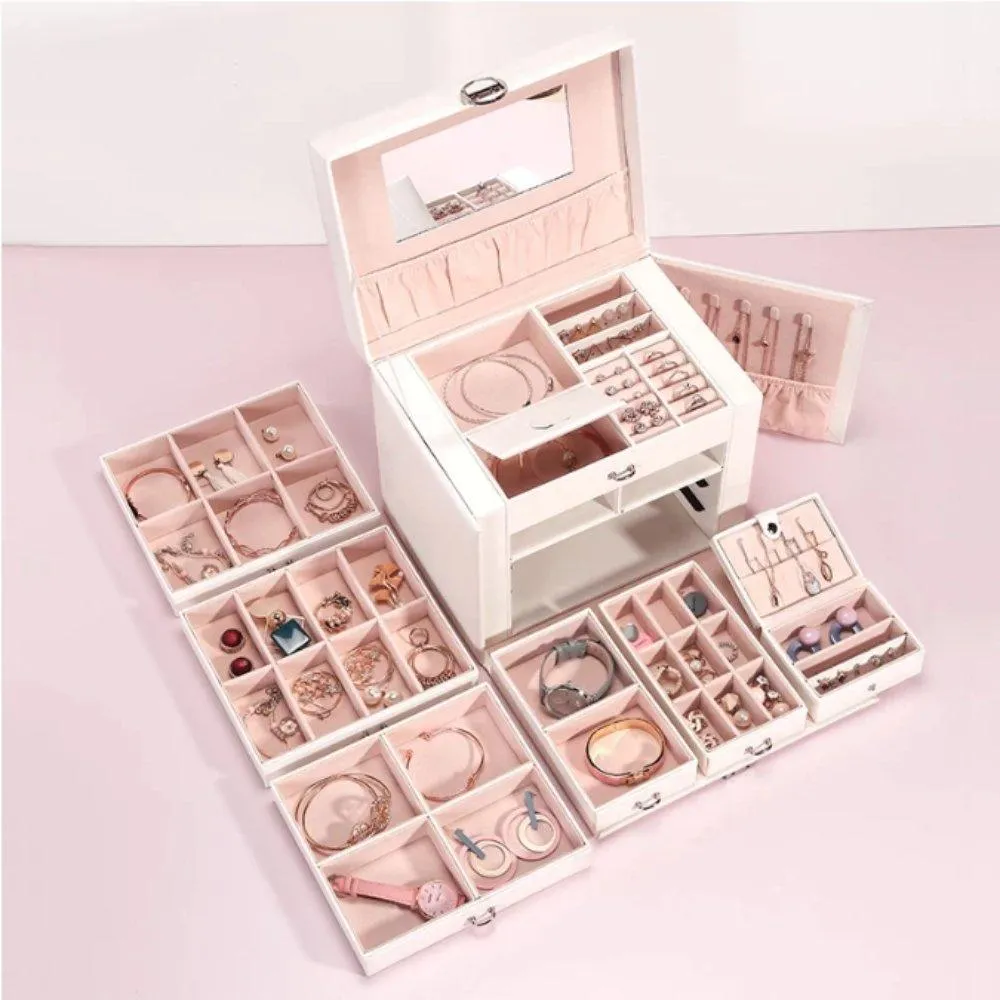 Large Jewellery Box -White Pink