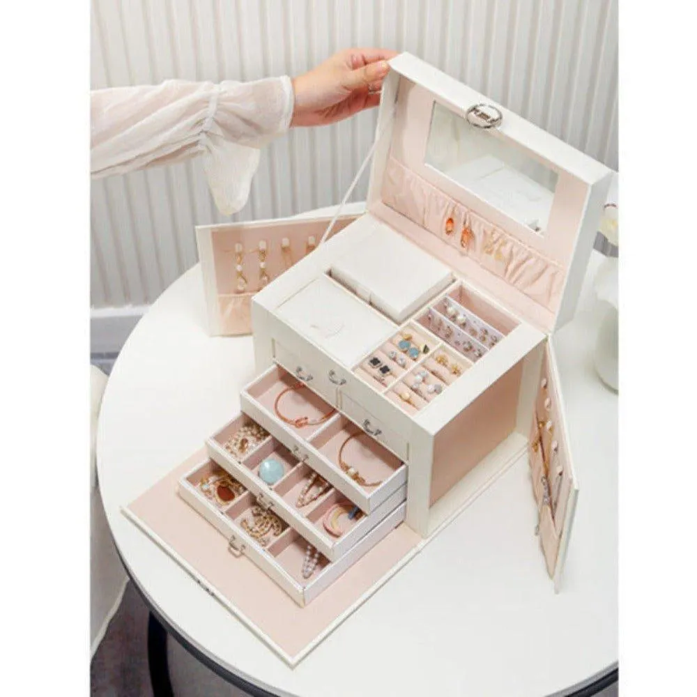 Large Jewellery Box -White Pink