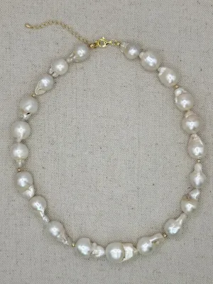 Large Natural Freshwater Baroque Pearl Necklace