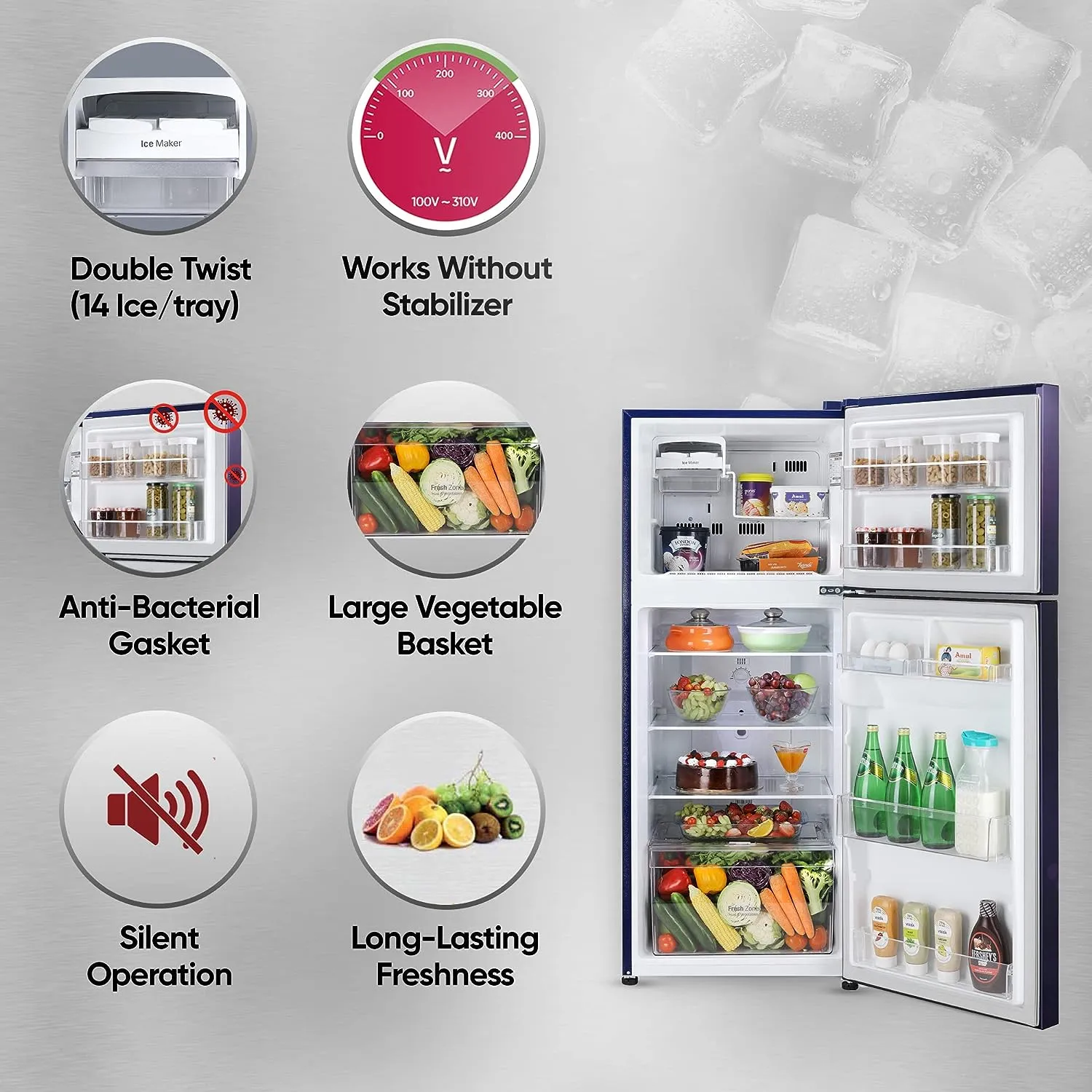 LG GL-N292BBEY 242 L 2 Star Smart Inverter Frost-Free Double Door Refrigerator ( Blue Euphoria, Smart Connect)