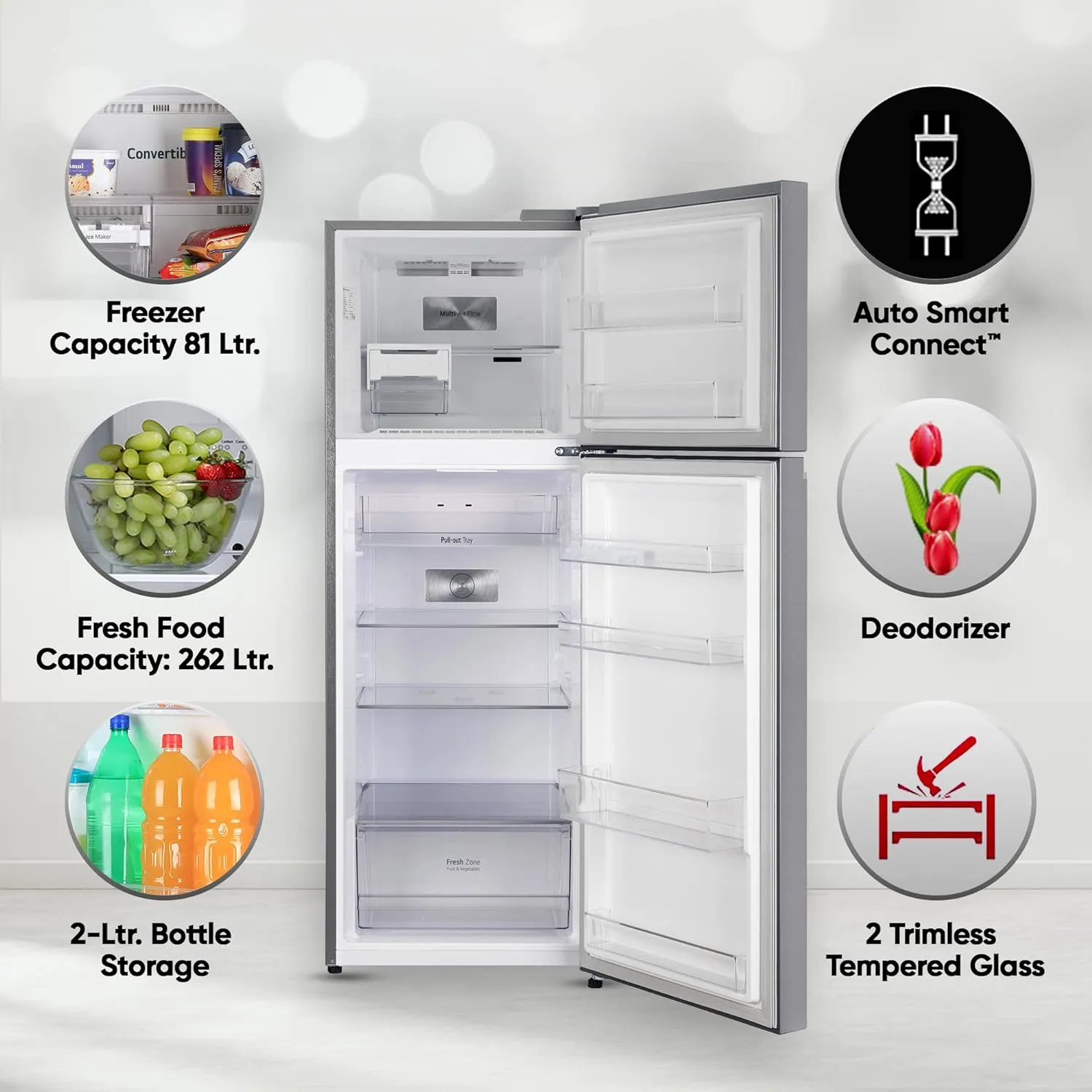 LG GL-T492NPZR 466L Frost-Free Double Door Refrigerator  Smart Inverter, Convertible Freezer, Express Freeze, Door Cooling  (Steel, Made in India)