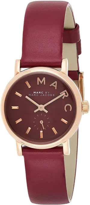 Marc By Marc Jacobs Women's Red Dial Leather Band Watch MBM1271