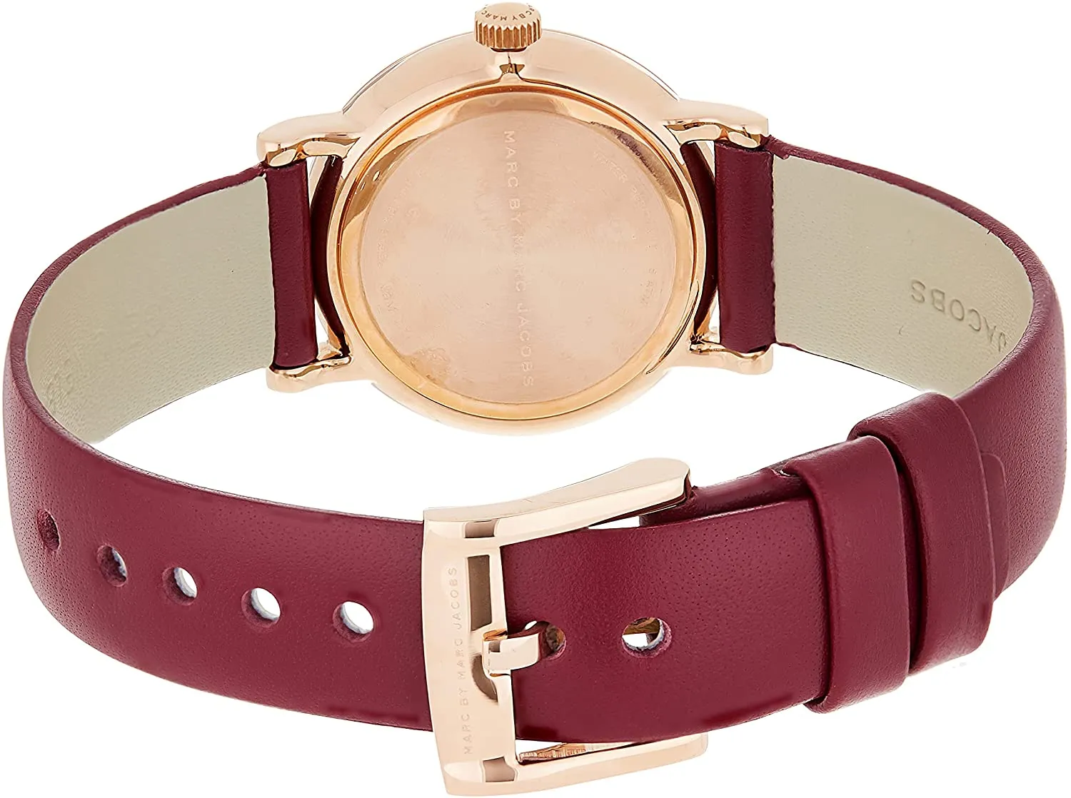 Marc By Marc Jacobs Women's Red Dial Leather Band Watch MBM1271