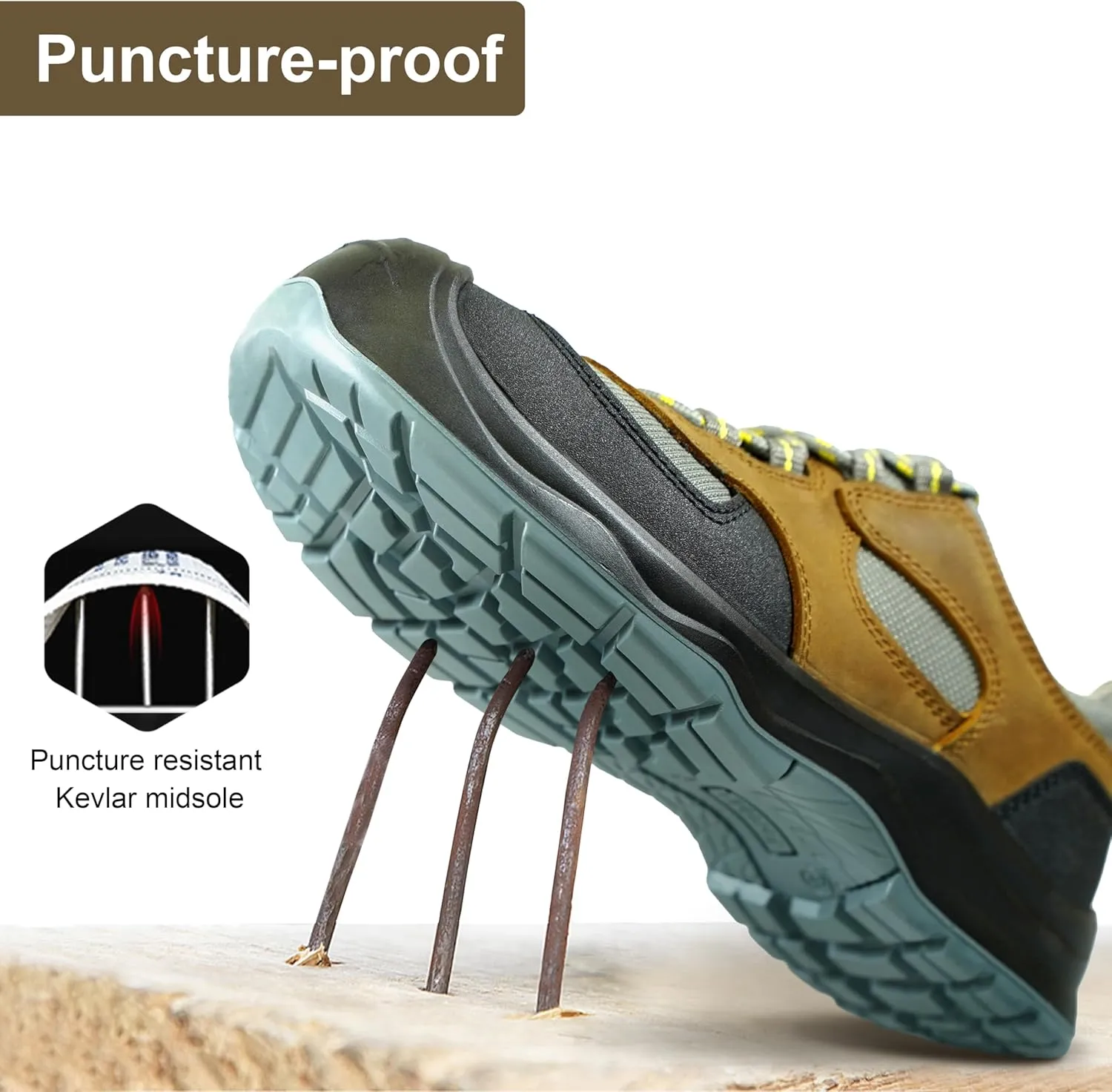 Men Women Steel Toe Safety Work Shoes, Slip Resistant, Puncture Resistant, Anti-Static, Breathable