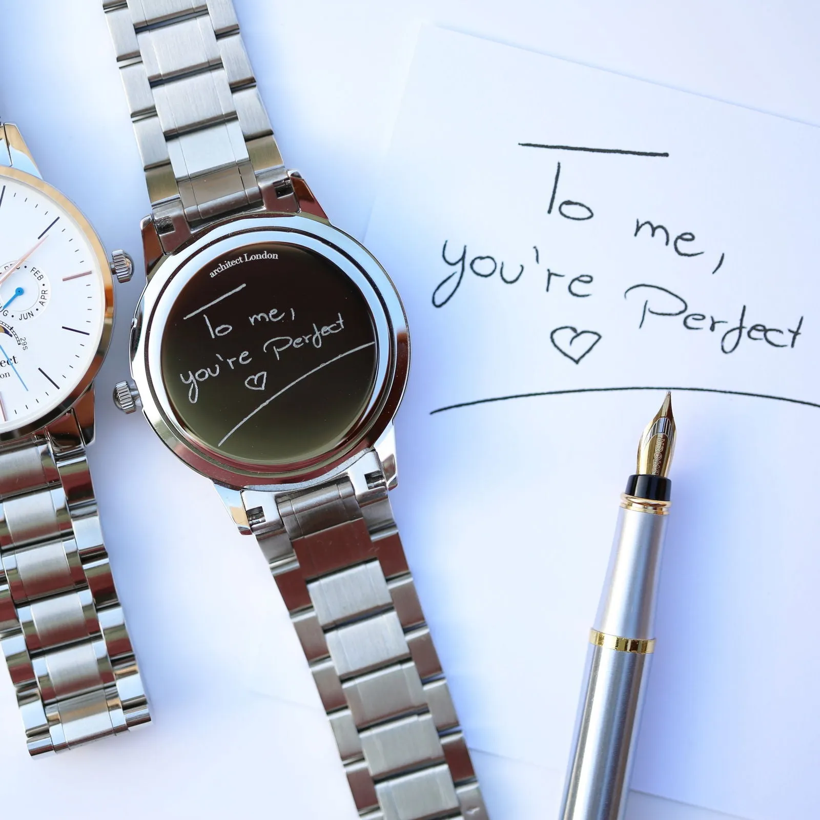 Men's Architect Handwriting Engraved Watch in Apollo White