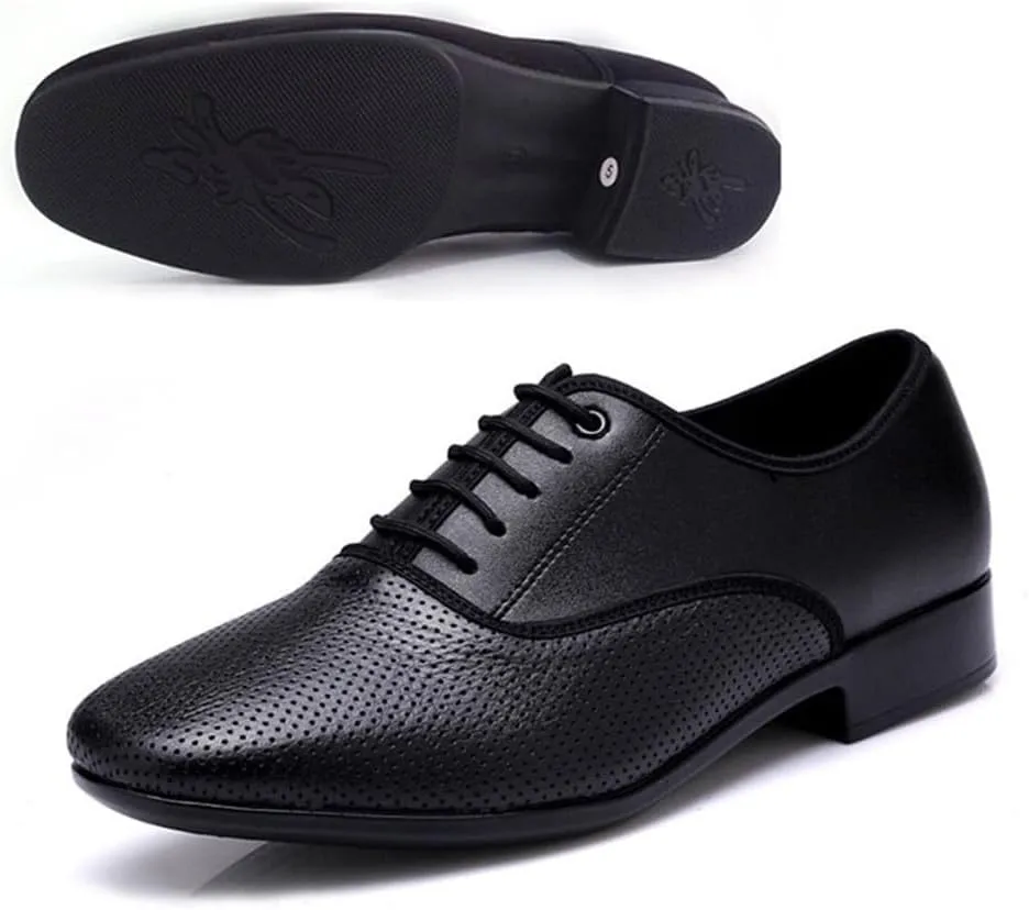 Men's Ballroom Latin Dance Shoes 1 Inch Leather Modern Dancing Practice Shoe for Male