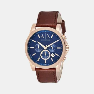 Men's Blue Leather Chronograph Watch AX2508