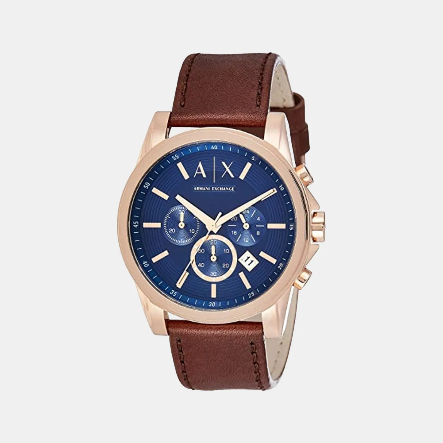 Men's Blue Leather Chronograph Watch AX2508