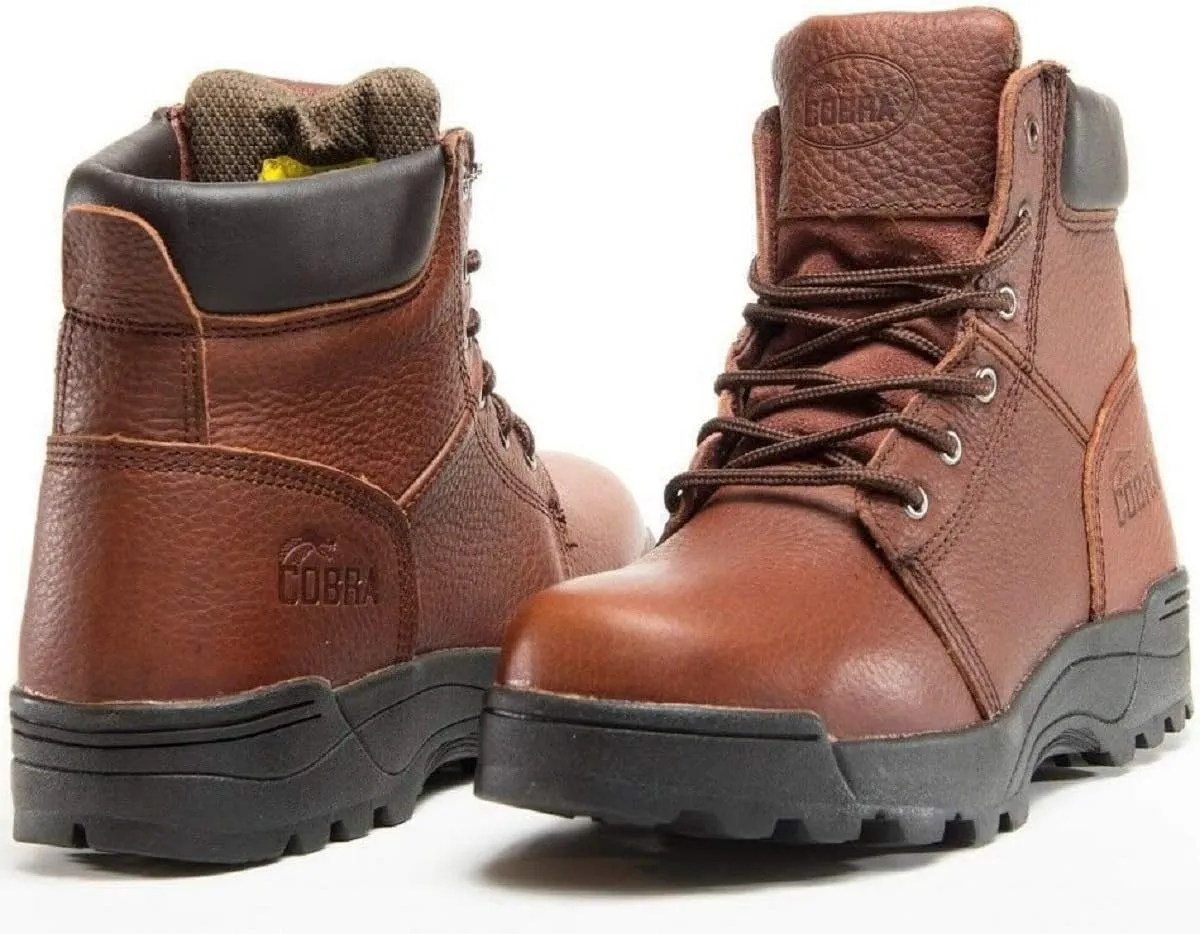 Men's Cobra 6" Work Boots C1121S Steel Toe Brown Leather