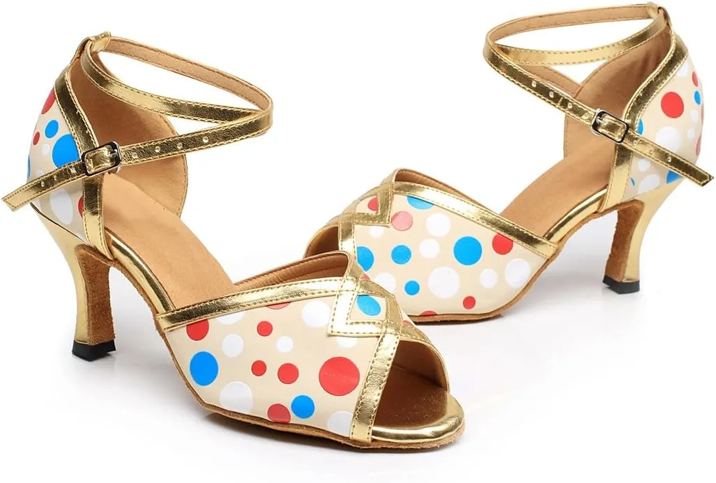 Minishion High Heel Dot Synthetic Latin Modern Ballroom Dancing Shoes Party Evening Wedding Sandals