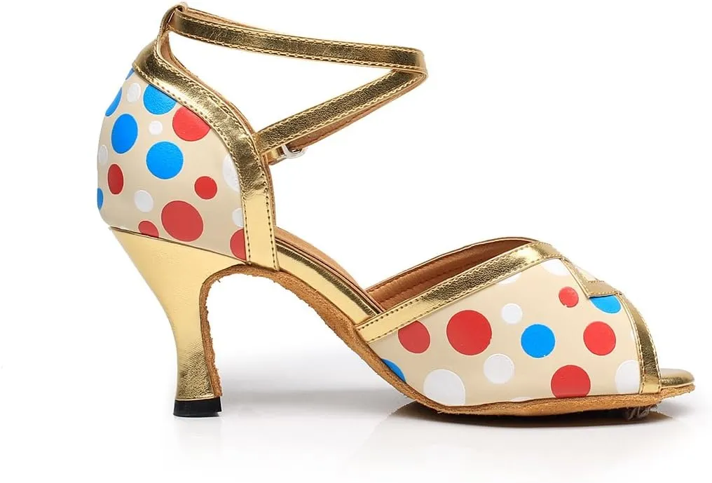 Minishion High Heel Dot Synthetic Latin Modern Ballroom Dancing Shoes Party Evening Wedding Sandals