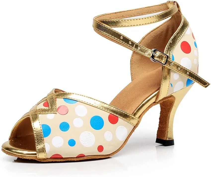Minishion High Heel Dot Synthetic Latin Modern Ballroom Dancing Shoes Party Evening Wedding Sandals