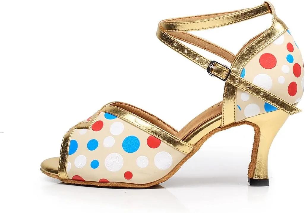 Minishion High Heel Dot Synthetic Latin Modern Ballroom Dancing Shoes Party Evening Wedding Sandals