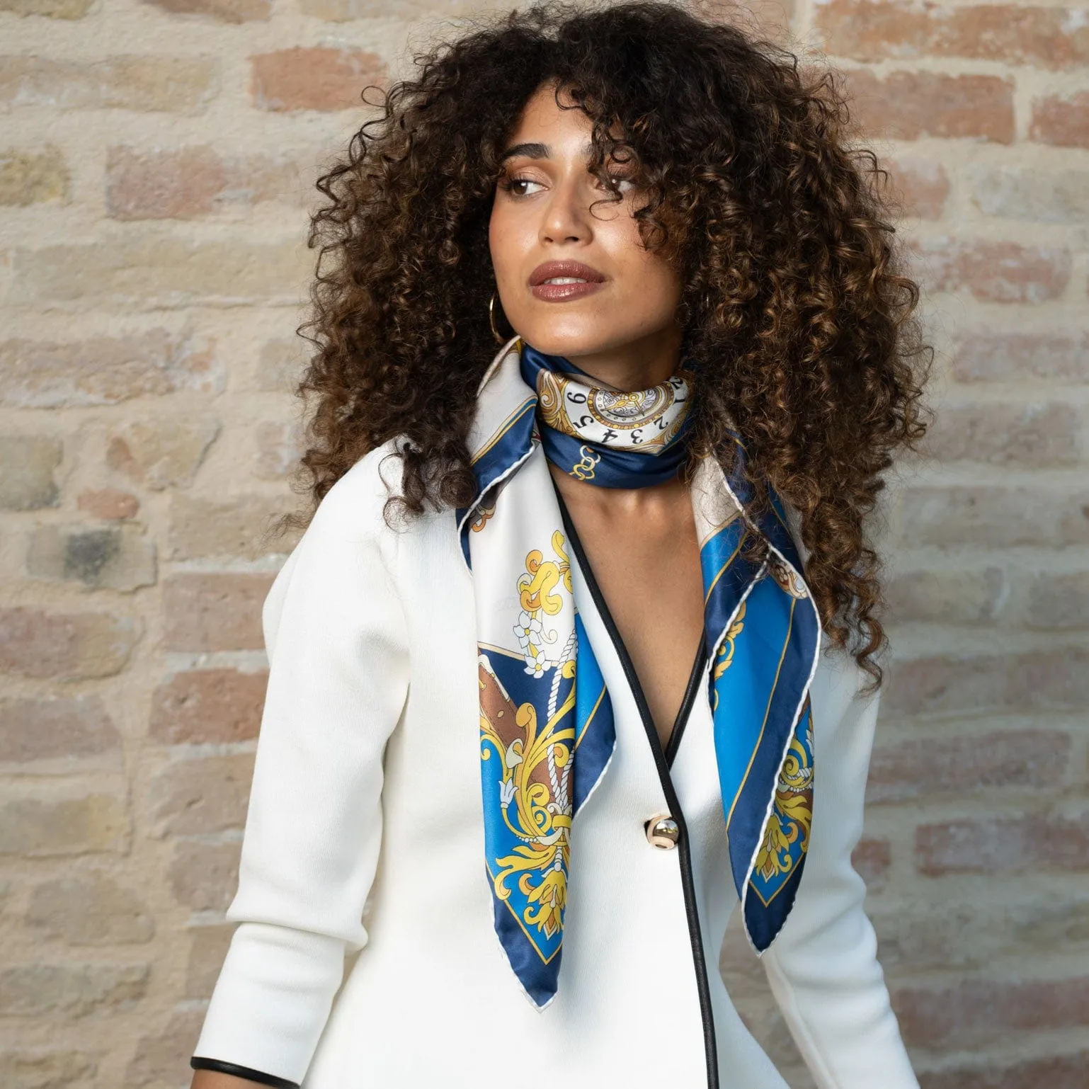 Moment in Time - Silk Foulard - Blue