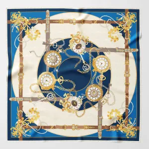 Moment in Time - Silk Foulard - Blue