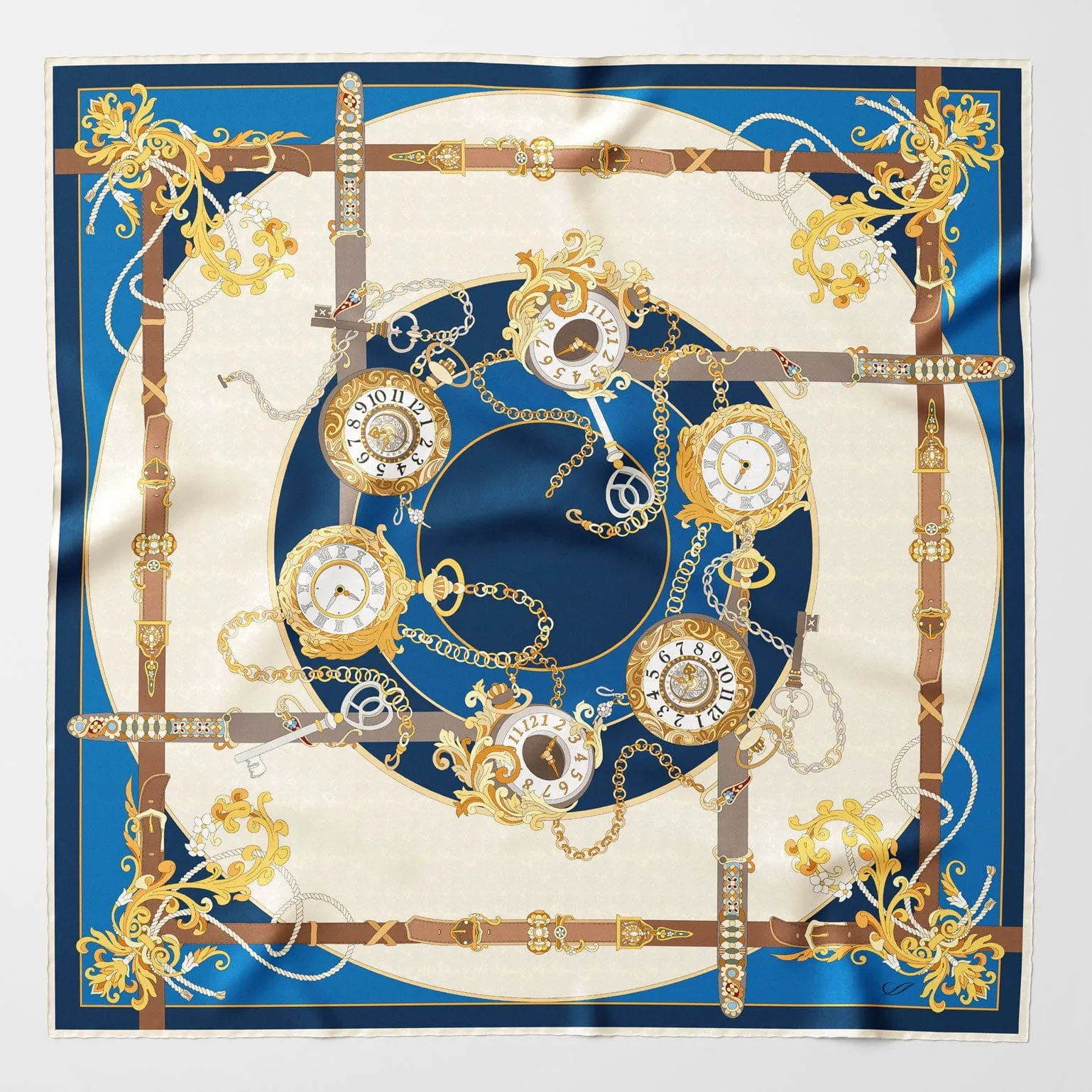 Moment in Time - Silk Foulard - Blue
