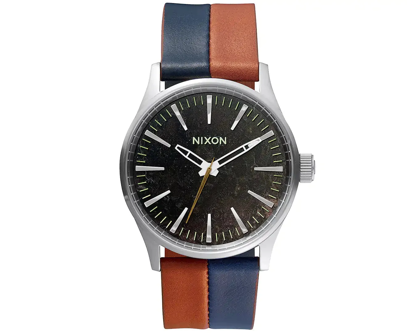 Nixon 38mm Sentry Leather Watch - Dark Copper/Navy Saddle