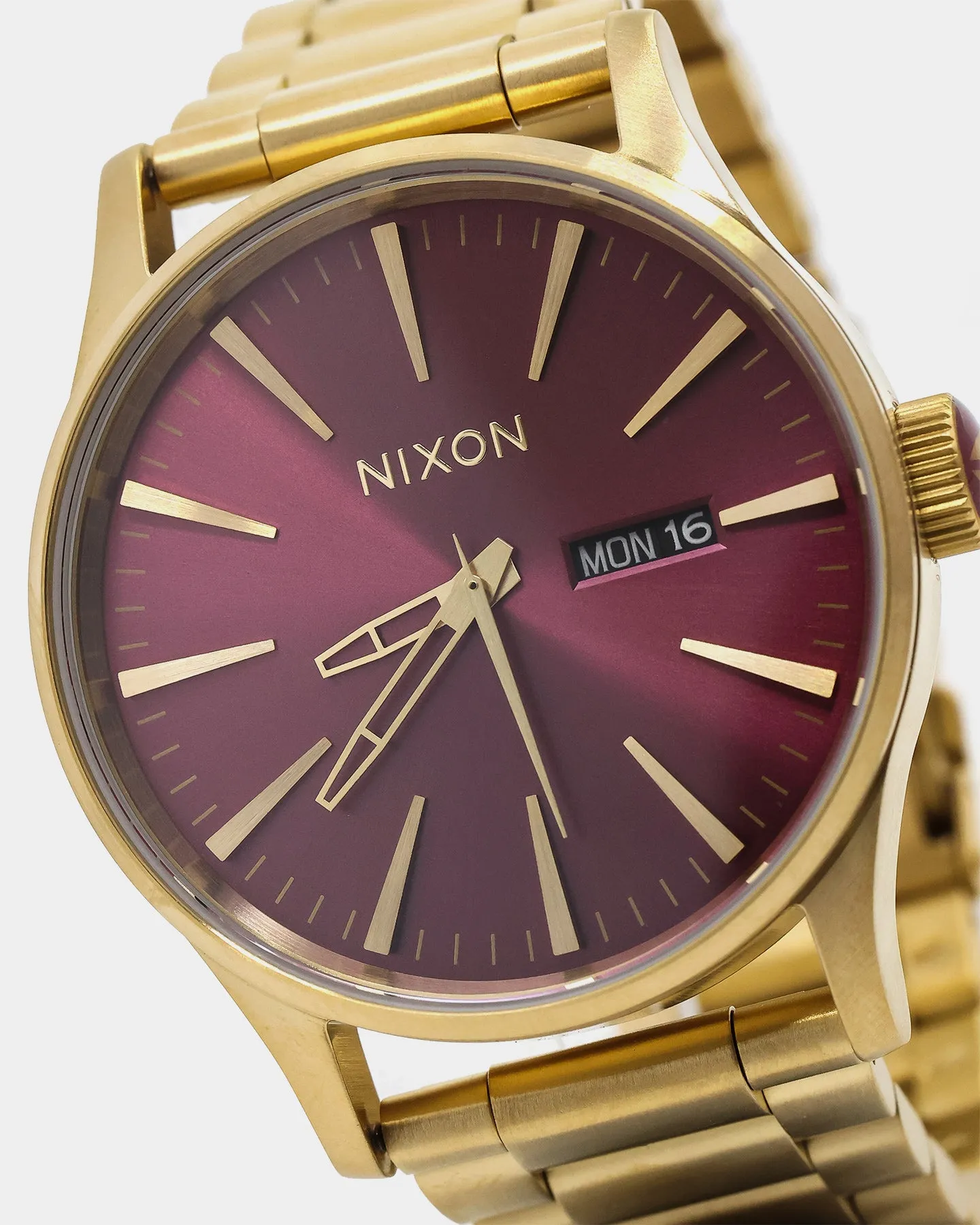 Nixon Sentry Stainless Steel Watch Gold/Oxblood