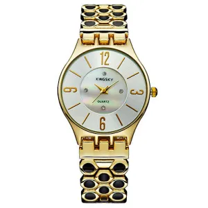 opular Brand New Quartz Watch Unique Gold Stainless Steel Band Analog Display Relogio Women Wristwatches For Ladies