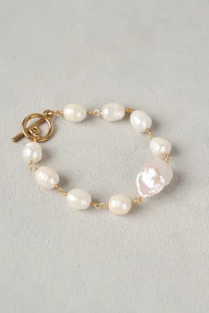 Pearl & Chain Bracelet - White