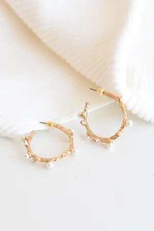 PEARL AND BRANCH HOOP EARRINGS