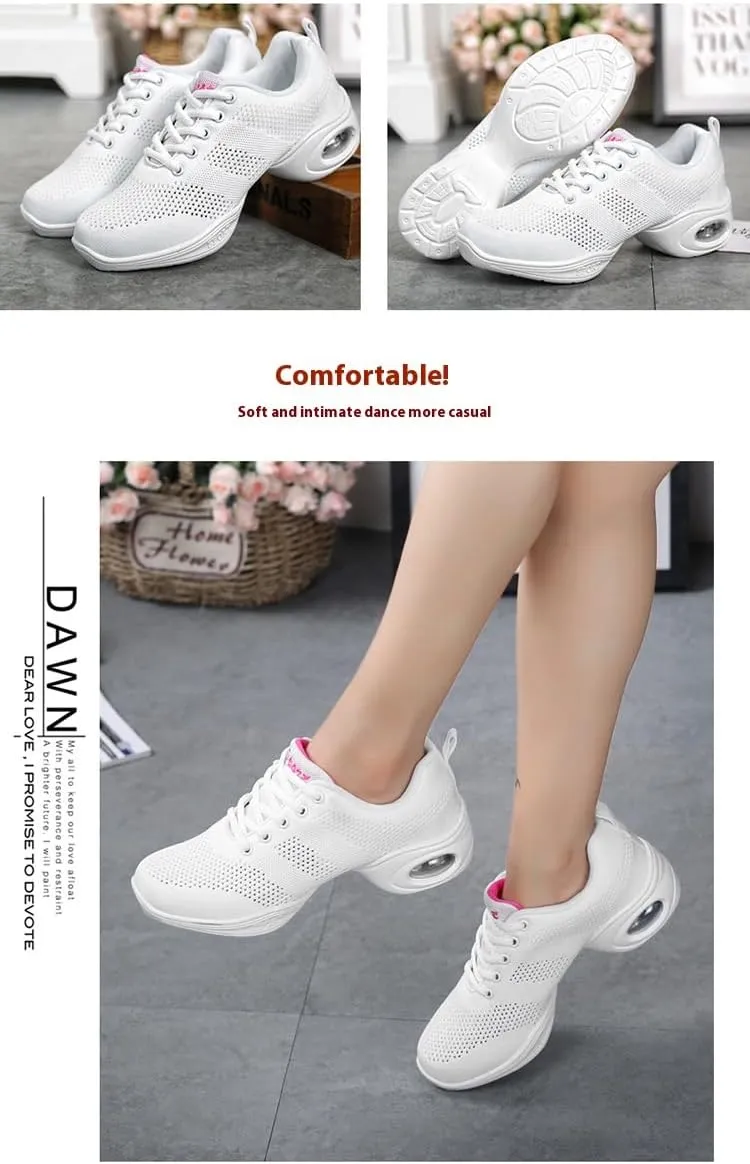 Platform Jazz Dance Women's Lace-Up Dance Sneakers Women's Split Shoes Air Cushion Modern Shoes