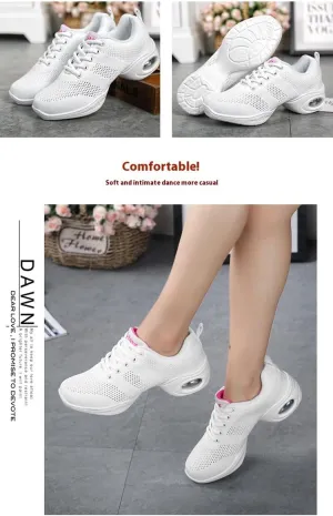 Platform Jazz Dance Women's Lace-Up Dance Sneakers Women's Split Shoes Air Cushion Modern Shoes
