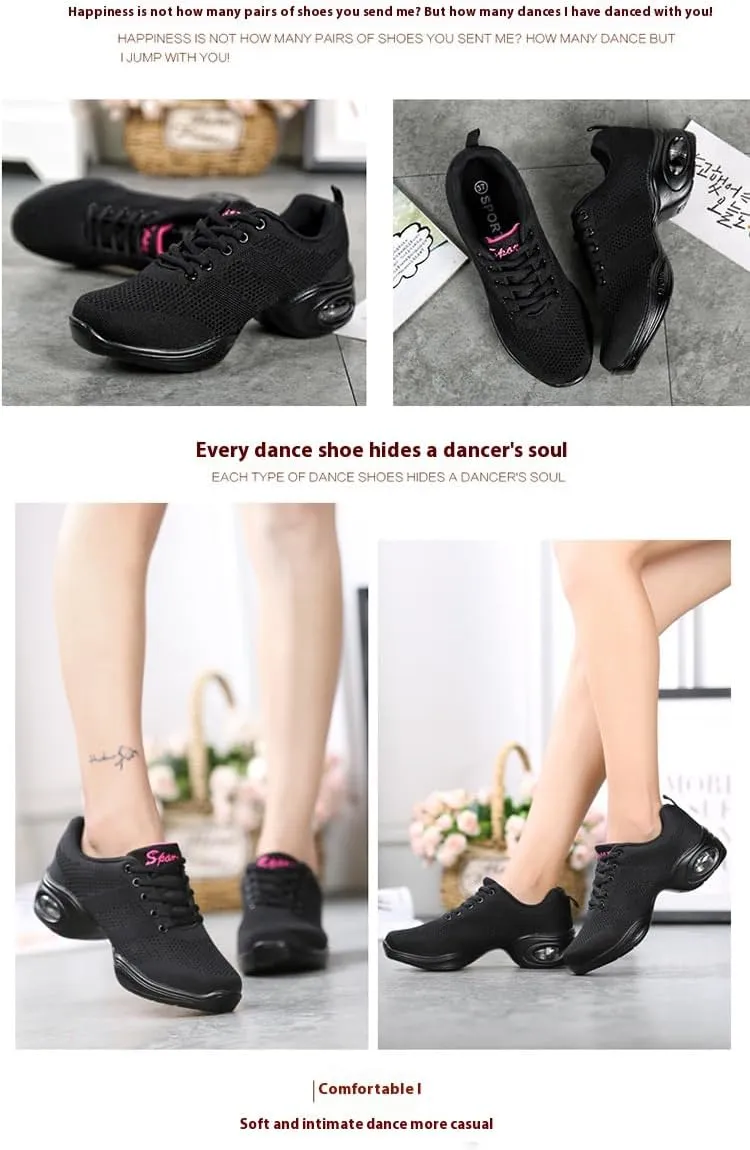 Platform Jazz Dance Women's Lace-Up Dance Sneakers Women's Split Shoes Air Cushion Modern Shoes