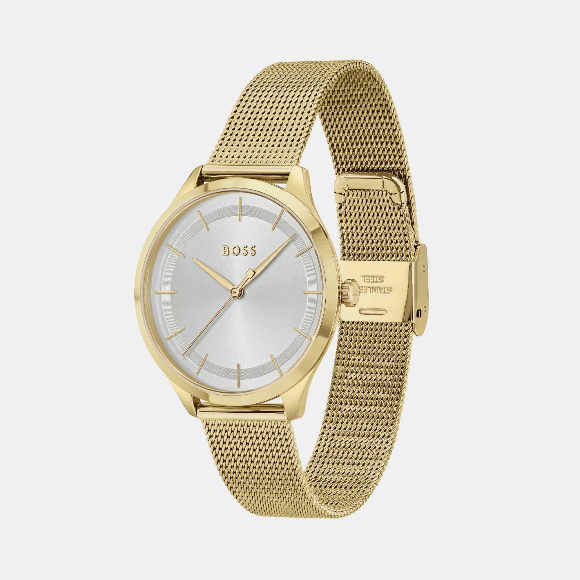 Pura Women Silver Analog Mesh Watch 1502696