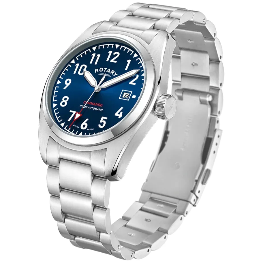 Rotary Commando Pilot Auto Men's Steel Blue Watch GB05470/52