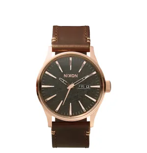 Sentry Leather - Rose Gold/Gunmetal Brown