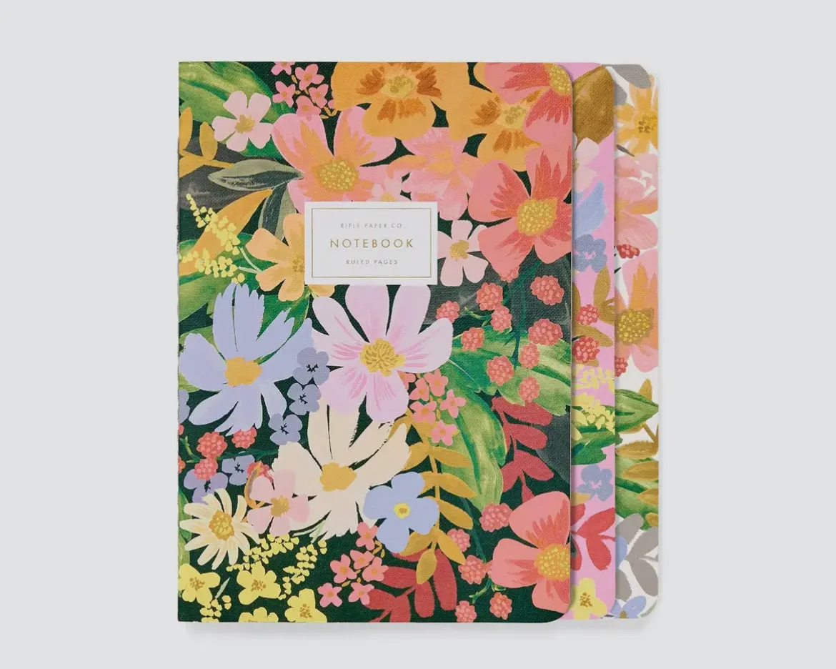 Set of 3 Marguerite Stitched Notebooks