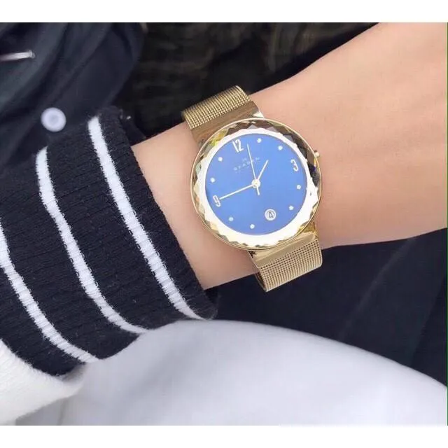 Skagen Leonora Gold Mesh Ladies Watch SKW2181