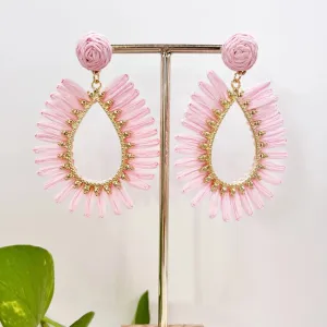 Skylar Raffia Earrings (Pink)