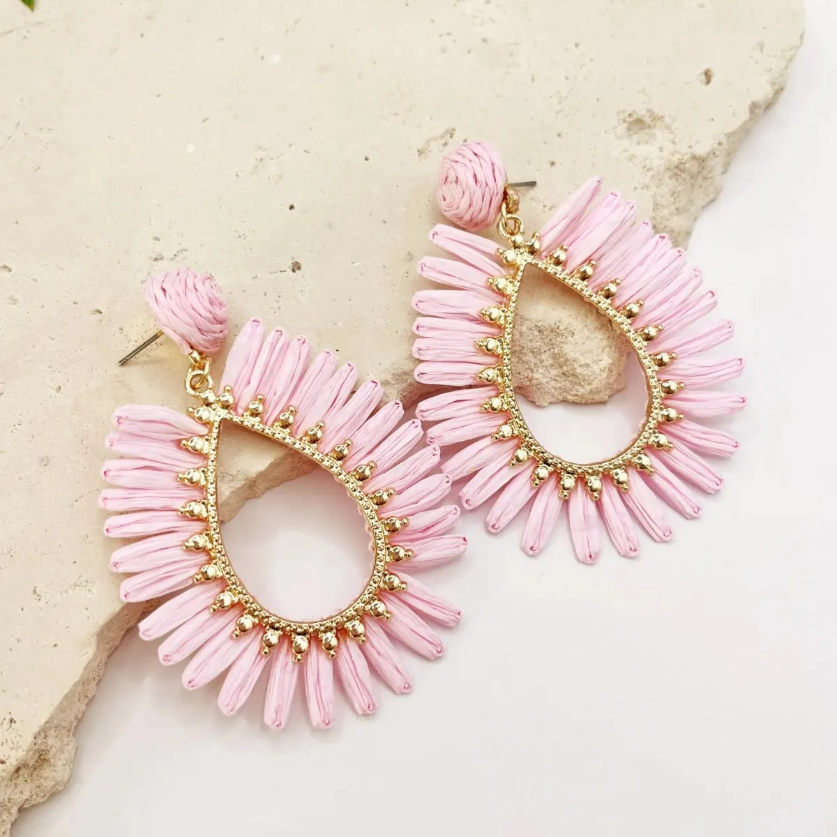 Skylar Raffia Earrings (Pink)