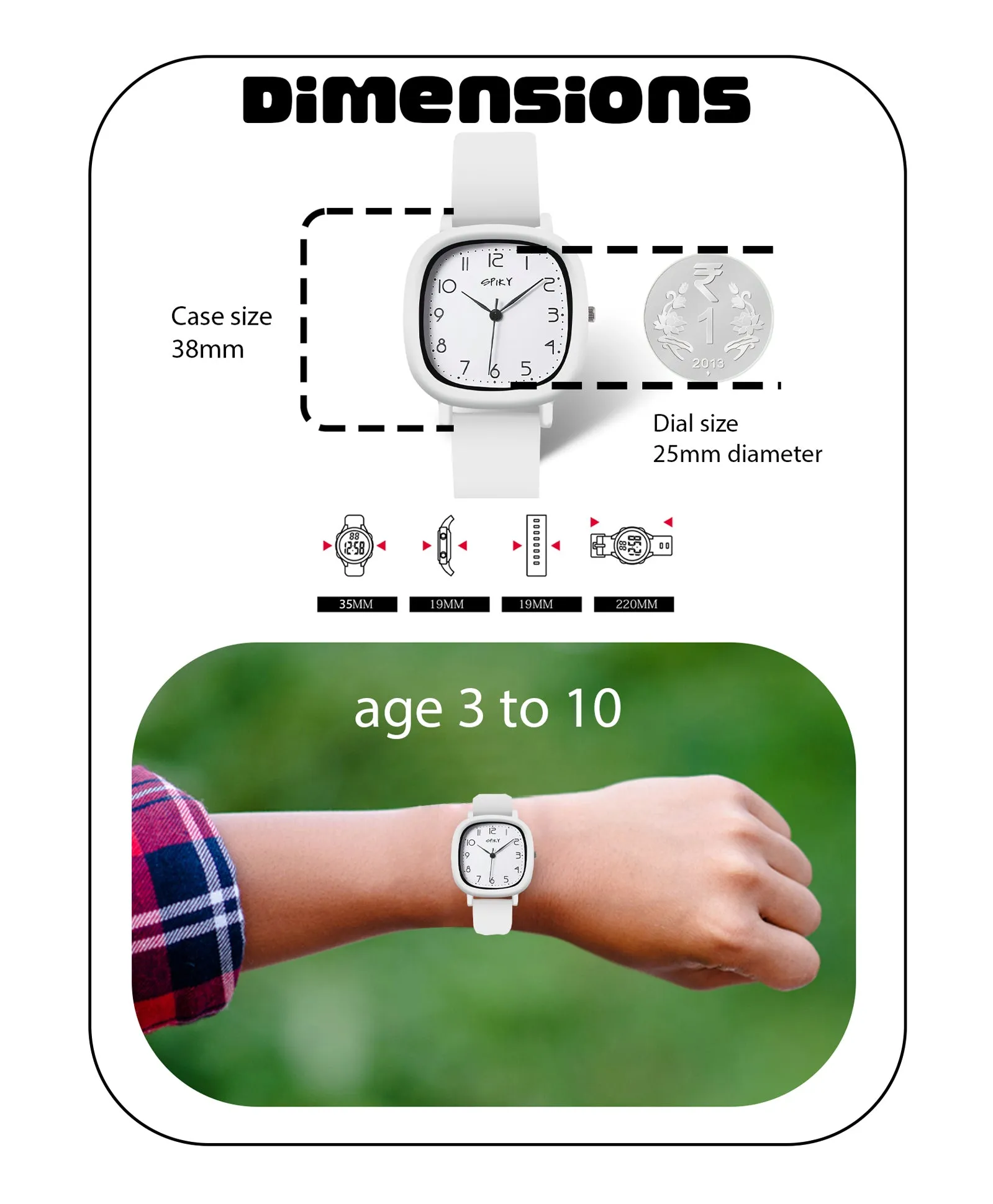 Spiky Eva19 Square Analog Watch for Kids - Red