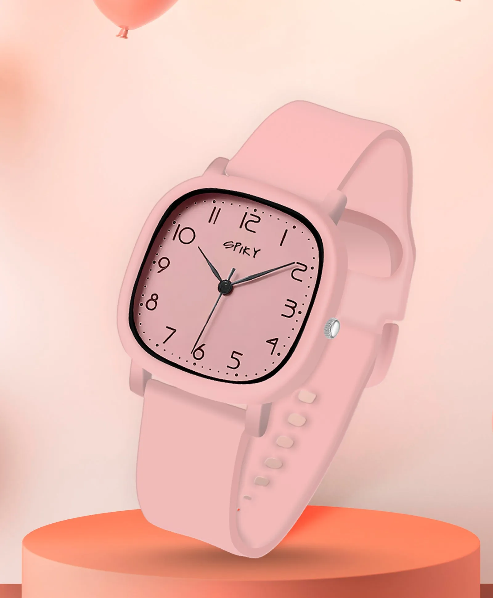 Spiky Eva19 Square Analog Watch for Kids - Red