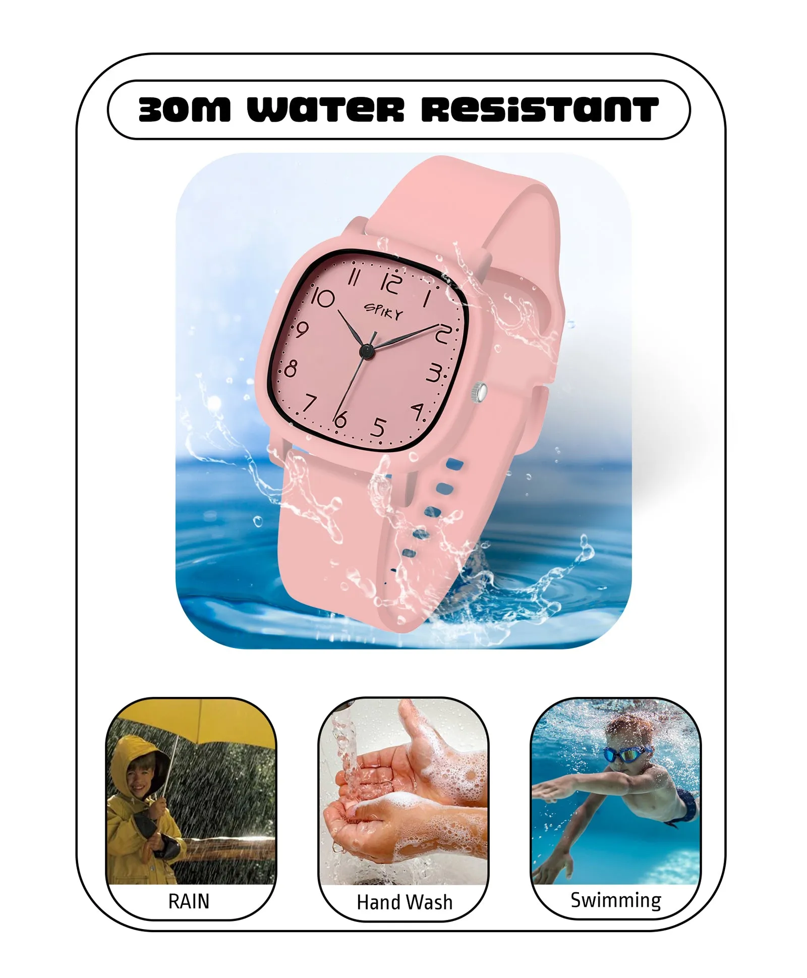 Spiky Eva19 Square Analog Watch for Kids - Red