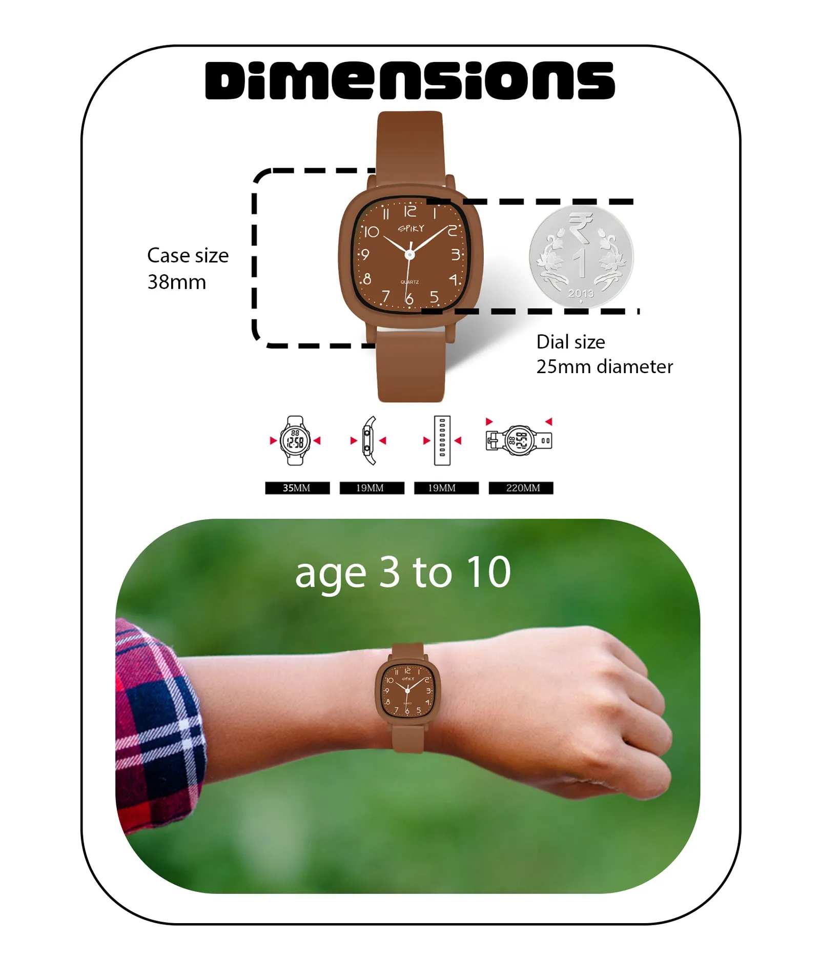 Spiky Eva19 Square Analog Watch for Kids - Red