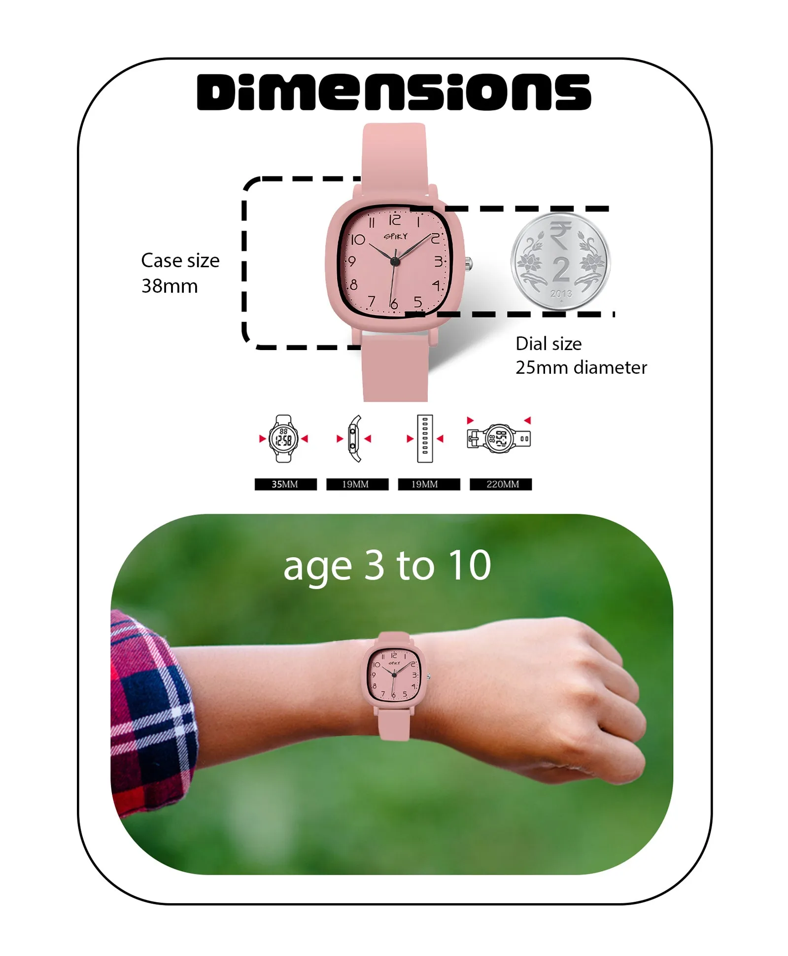 Spiky Eva19 Square Analog Watch for Kids - Red