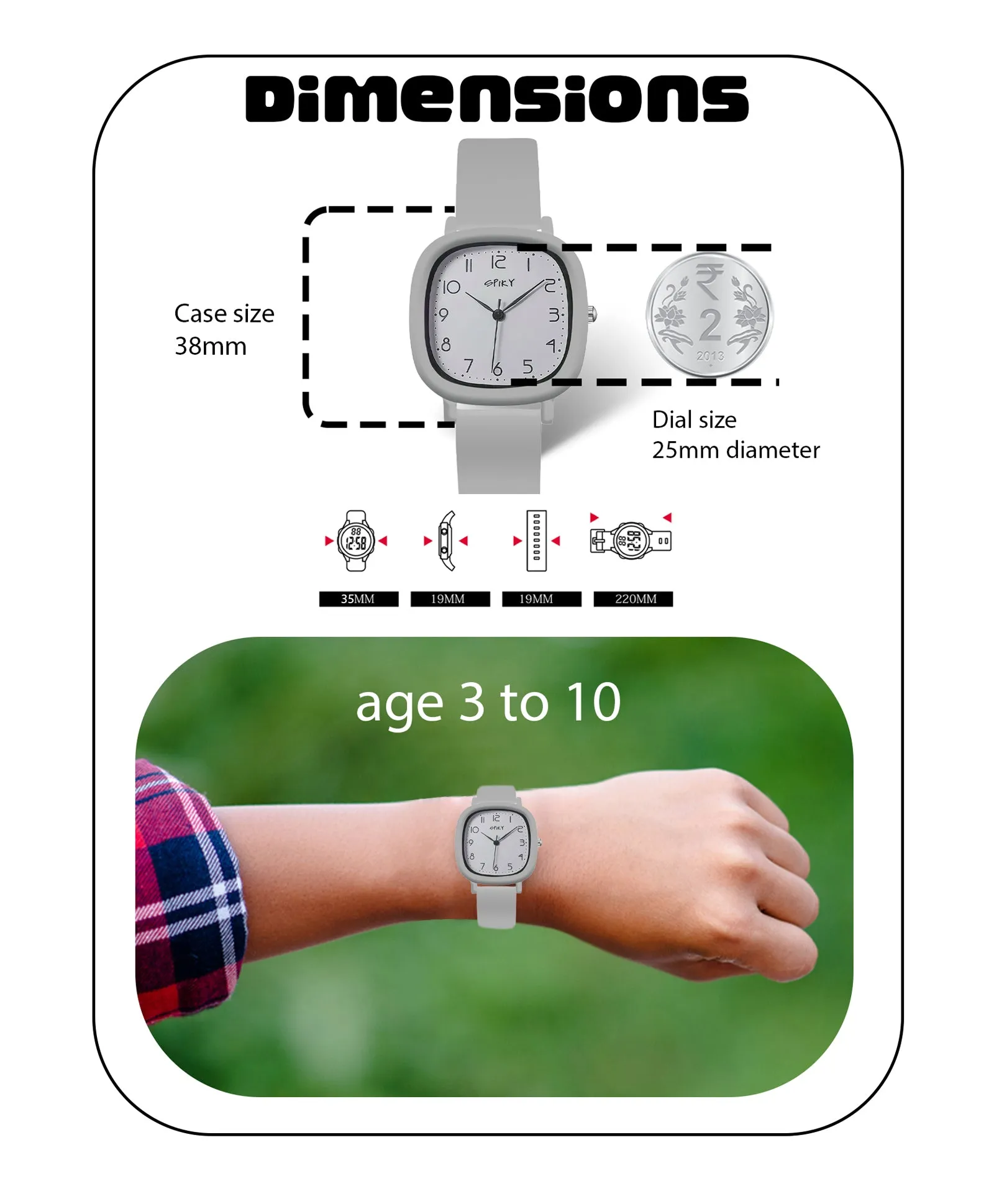 Spiky Eva19 Square Analog Watch for Kids - Red