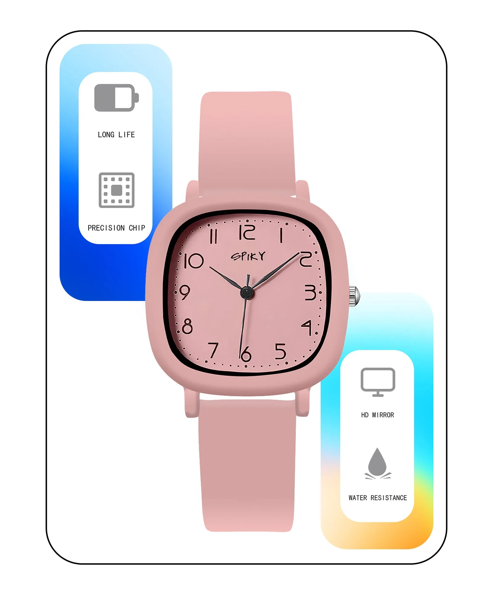 Spiky Eva19 Square Analog Watch for Kids - Red