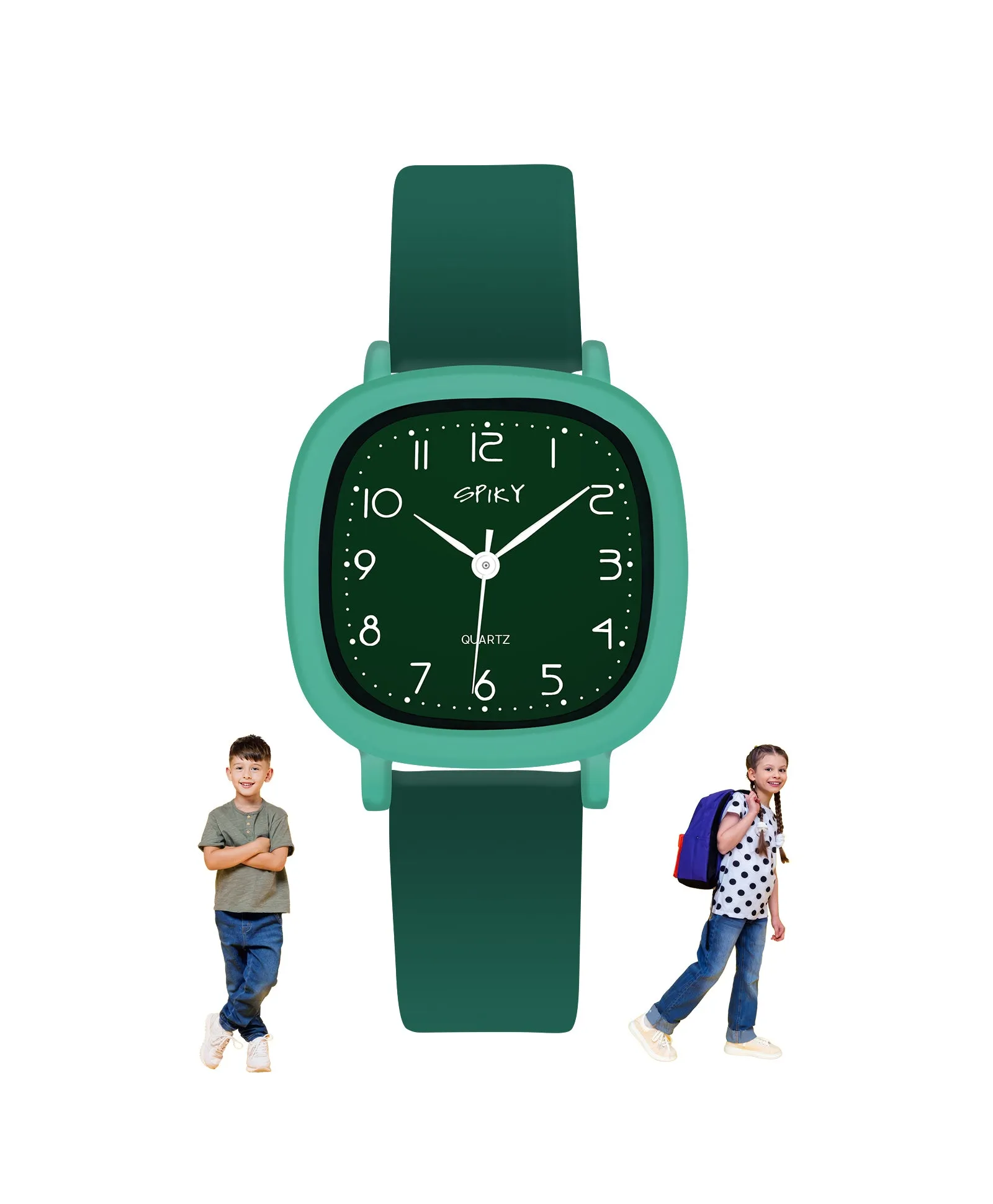 Spiky Eva19 Square Analog Watch for Kids - Red