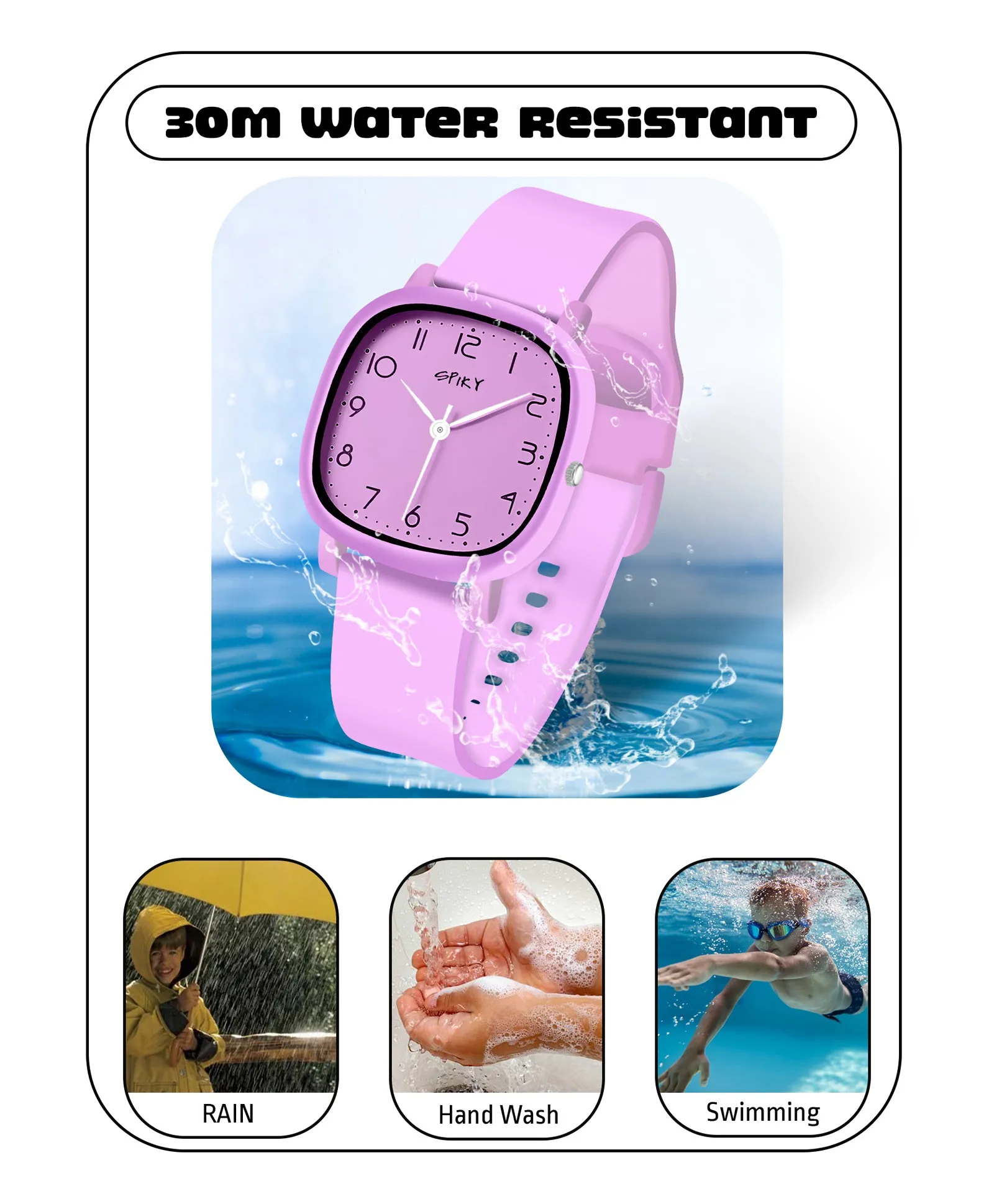 Spiky Eva19 Square Analog Watch for Kids - Red