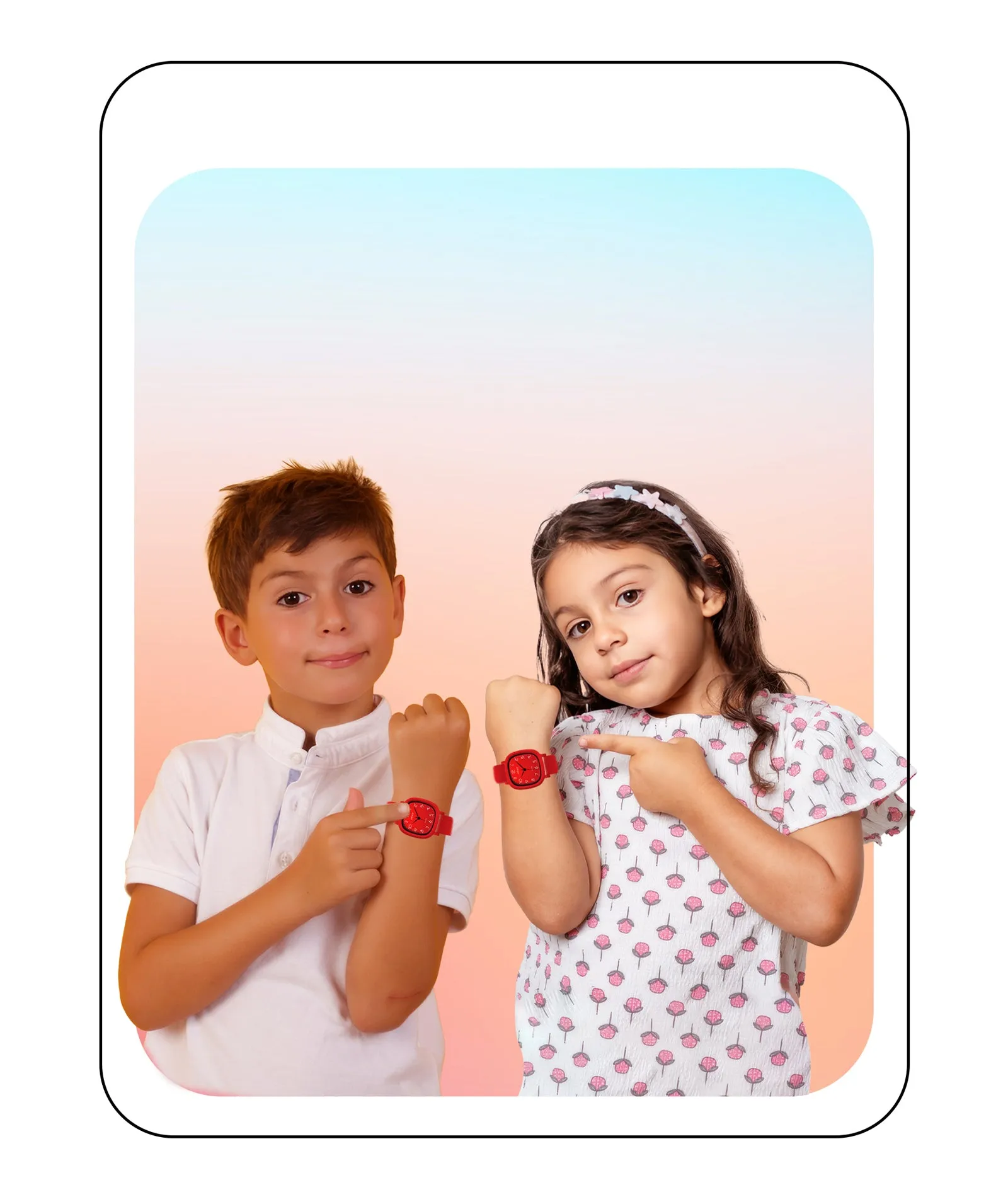 Spiky Eva19 Square Analog Watch for Kids - Red