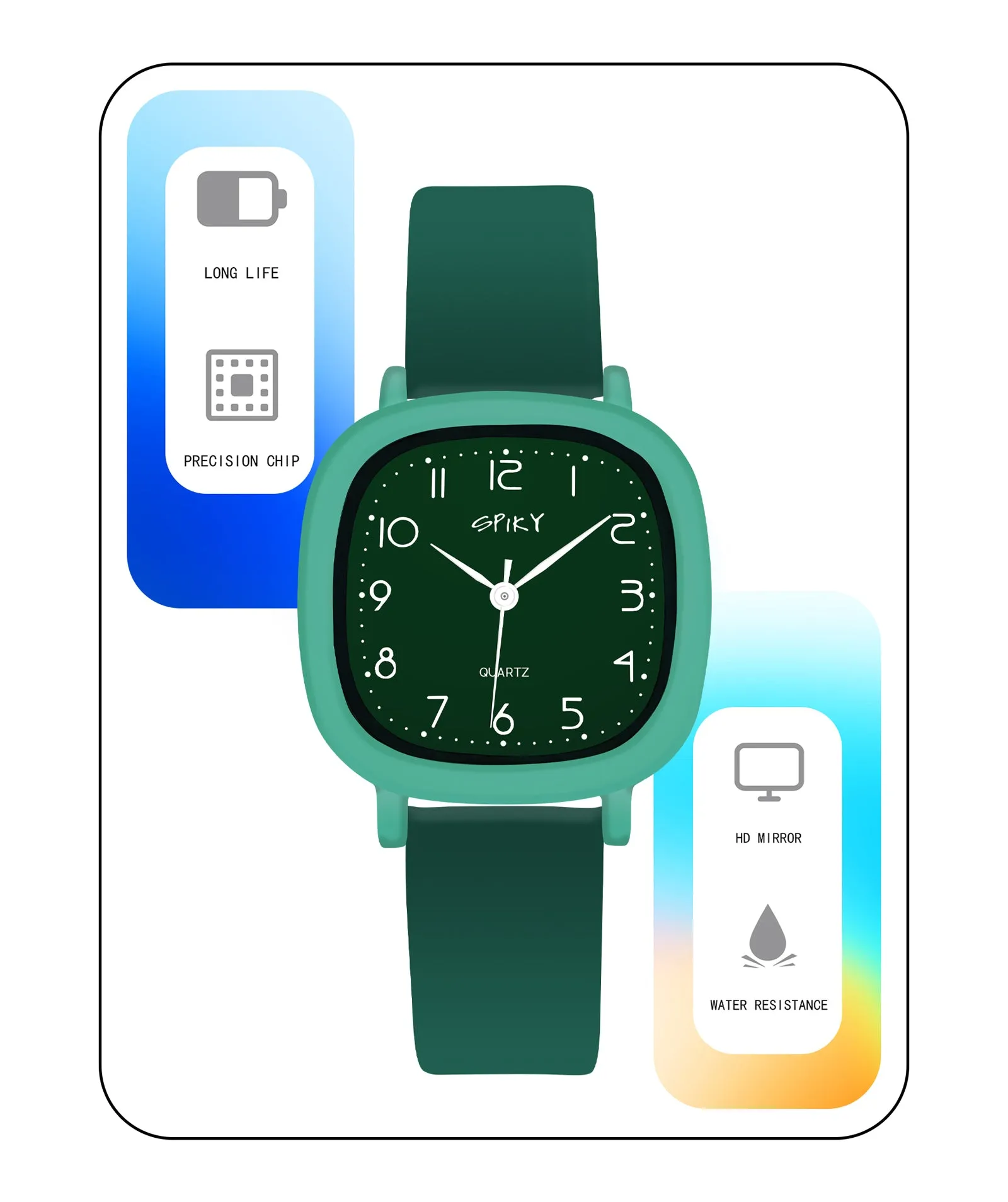 Spiky Eva19 Square Analog Watch for Kids - Red