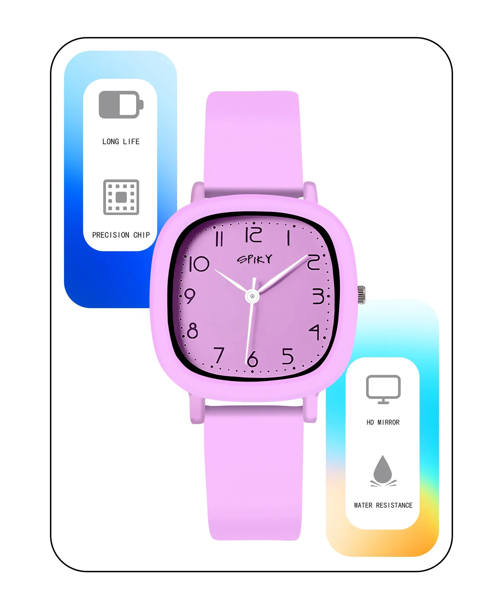 Spiky Eva19 Square Analog Watch for Kids - Red
