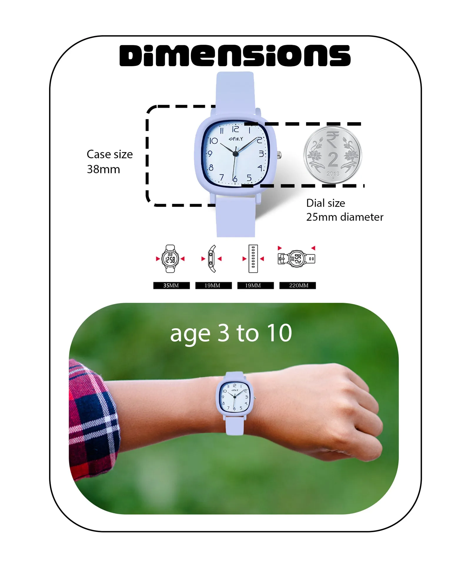 Spiky Eva19 Square Analog Watch for Kids - Red